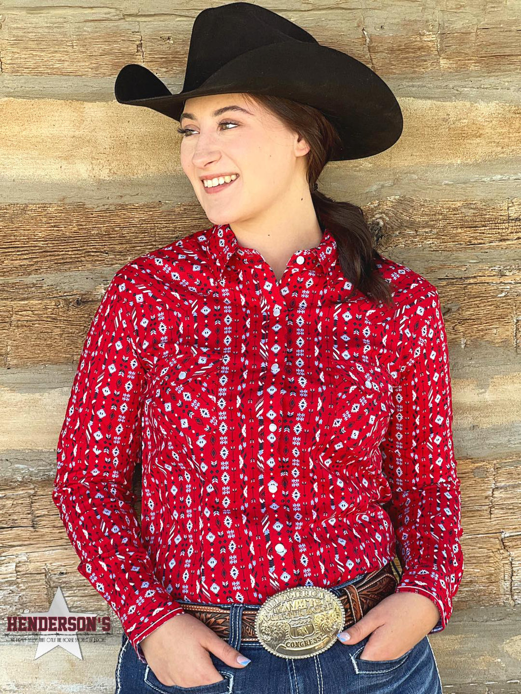 Ladies Rough Stock ~ Red Print - Henderson's Western Store