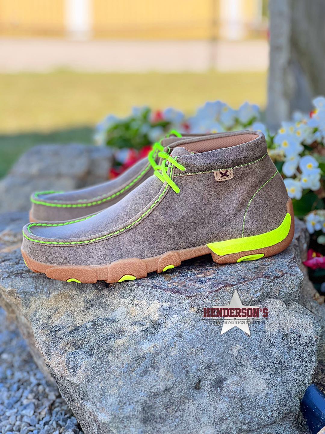 Men's Chukka  Driving Moc ~ Neon Yellow - Henderson's Western Store