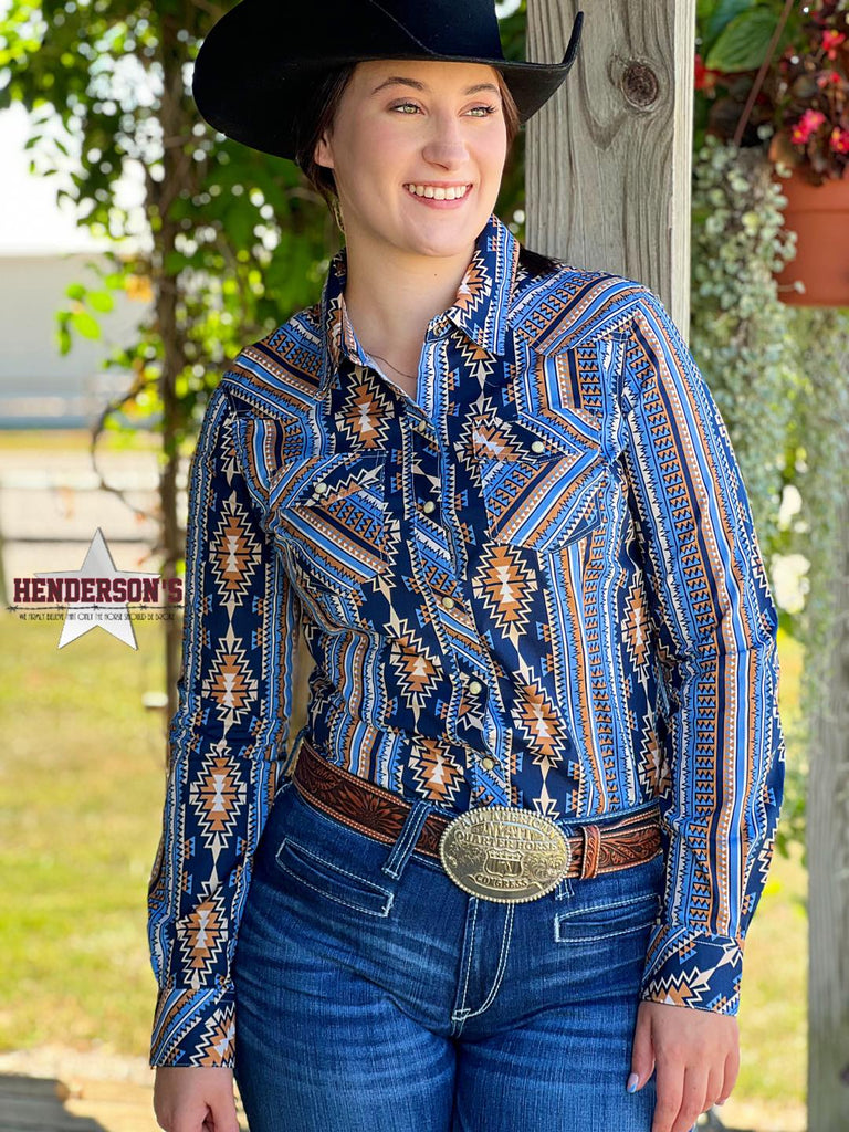 Ladies Aztec Print by Rock & Roll ~ Blue - Henderson's Western Store