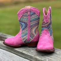 Load image into Gallery viewer, Girl&#39;s Glitter Swirl Boots by Roper ~ Pink - Henderson&#39;s Western Store