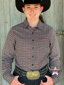 Load image into Gallery viewer, Ladies Cinch  ~ Brick Red Geo Print - Henderson&#39;s Western Store