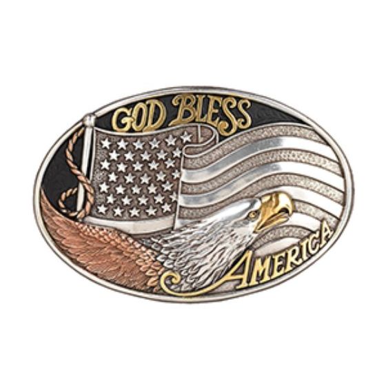 Eagle Belt Buckle ~ God Bless America - Henderson's Western Store