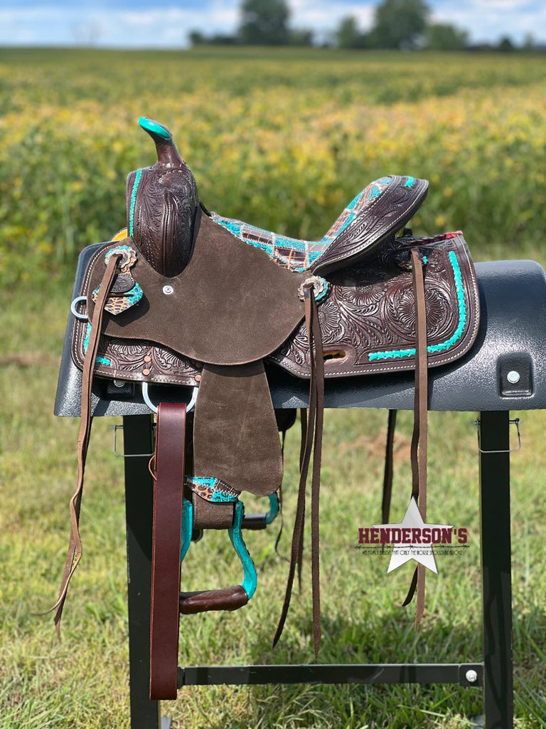 Teal Gator Barrel Saddle ~ Youth - Henderson's Western Store