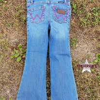 Load image into Gallery viewer, Girl&#39;s Wrangler Trouser ~ Pink Stitch - Henderson&#39;s Western Store