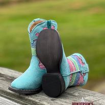 Girl's Glitter Lace Boots by Roper ~ Blue - Henderson's Western Store