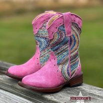 Girl's Glitter Swirl Boots by Roper ~ Pink - Henderson's Western Store