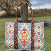 Wrangler Southwest Print Tote ~ Blue - Henderson's Western Store