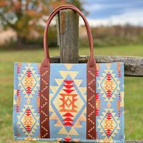 Wrangler Southwest Print Tote ~ Blue - Henderson's Western Store