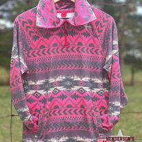 Load image into Gallery viewer, Ladies Aztec 1/4 Zip Pullover by Powder River ~ Hot Pink - Henderson&#39;s Western Store