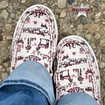 Ladies Slip On Twisted X Kicks ~ Maroon & Ivory - Henderson's Western Store