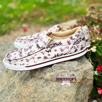 Ladies Slip On Twisted X Kicks ~ Maroon & Ivory - Henderson's Western Store