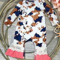 Cow Print Romper - Henderson's Western Store