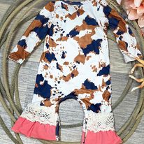 Load image into Gallery viewer, Cow Print Romper - Henderson&#39;s Western Store