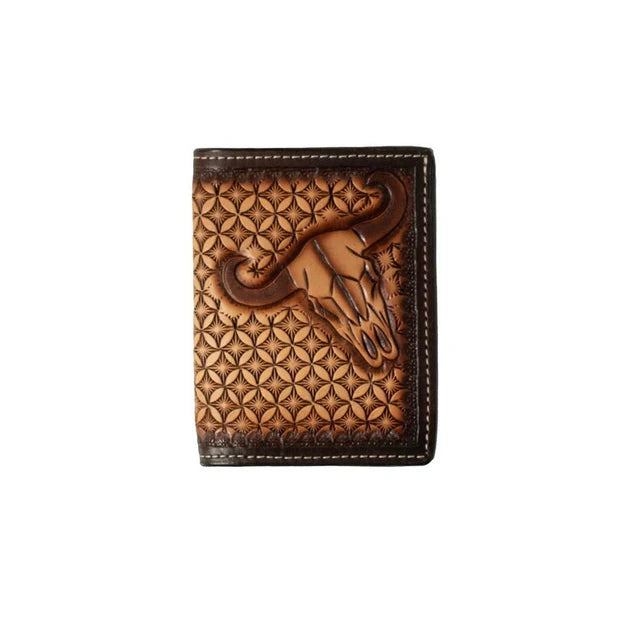 Leather Rodeo Cow Skull Stained ~ Tri-Fold