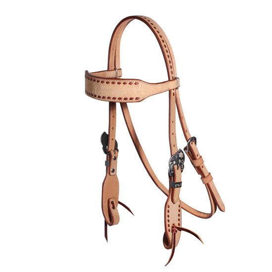 Latigo Buckstitch Elvis Rough Out Browband - Henderson's Western Store