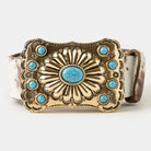 Cowhide & Turquoise Charm Belt - Henderson's Western Store