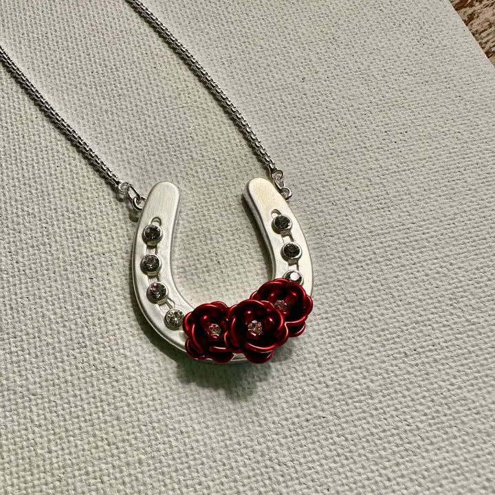 Horseshoe with Roses/Arabian Horse Lovers Necklace