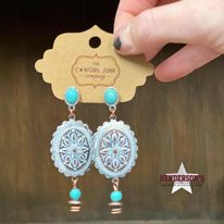 Western Style Copper Concho Drop Earrings - Henderson's Western Store