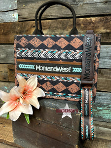 Load image into Gallery viewer, MW Bobo Print Tote/Crossbody ~ Coffee - Henderson&#39;s Western Store