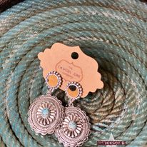 Western Style Concho Drop Statement Earrings - Henderson's Western Store