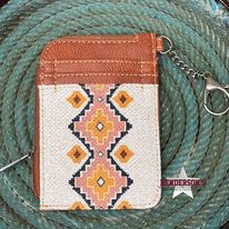 Load image into Gallery viewer, Wrangler Southwest Print Mini Zip Card Case ~ Cream - Henderson&#39;s Western Store