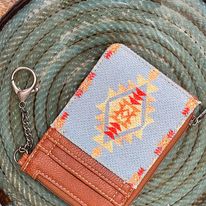 Wrangler Southwest Print Mini Zip Card Case ~ Blue - Henderson's Western Store