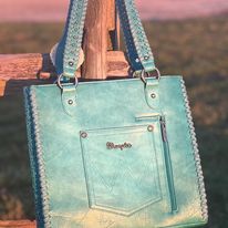 Load image into Gallery viewer, Wrangler Croc Embossed Tote ~ Turquoise - Henderson&#39;s Western Store
