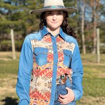 Load image into Gallery viewer, Montana West Aztec Chambray Shirt - Henderson&#39;s Western Store