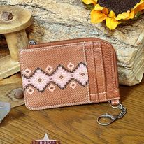 Load image into Gallery viewer, Wrangler Southwest Print Mini Zip Card Case ~ Brown - Henderson&#39;s Western Store
