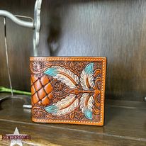 Hand Carved Painted Feather Wallet - Henderson's Western Store