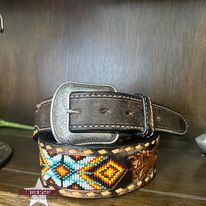 Men's Floral and Beaded Western Belt - Henderson's Western Store