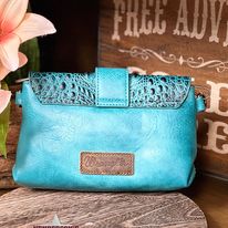 Wrangler Croc Embossed Crossbody ~ Turquoise - Henderson's Western Store