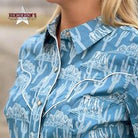 Ladies Cactus Print by Rock & Roll ~ Turquoise - Henderson's Western Store