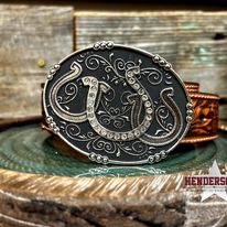 Load image into Gallery viewer, Oval Horseshoe Belt Buckle - Henderson&#39;s Western Store