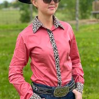 Load image into Gallery viewer, RHC Concealed Zipper Shirt - Pink W/Leopard Print - Henderson&#39;s Western Store