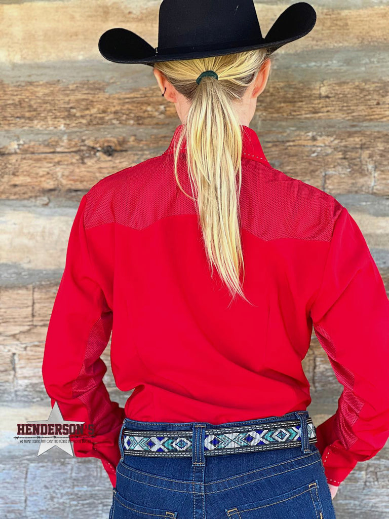 RHC Buckstitch W/Mesh Yoke Show Shirt ~ Red