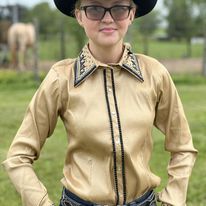 RHC Taffeta Bling Concealed Zipper Show Shirt - Gold - Henderson's Western Store