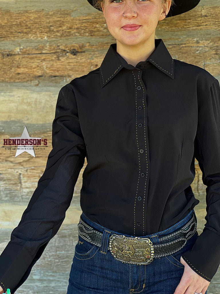 RHC Buckstitch W/Mesh Yoke Show Shirt ~ Black