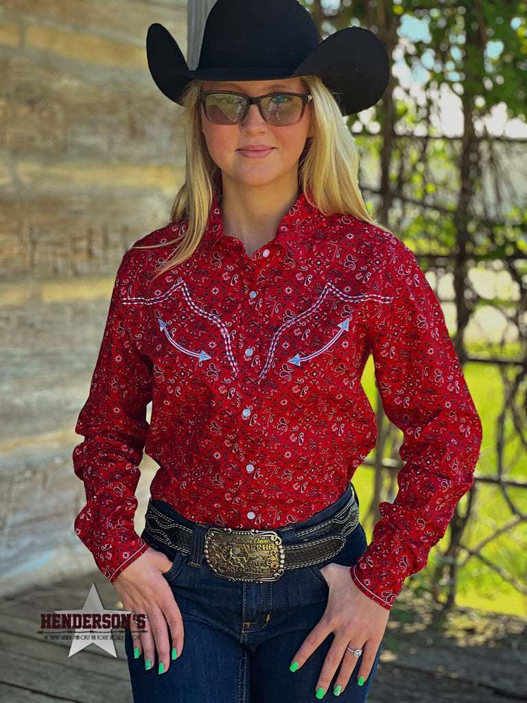 Ladies Rough Stock ~ Red Bandana~ Only Medium, Large