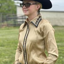 RHC Taffeta Bling Concealed Zipper Show Shirt - Gold - Henderson's Western Store