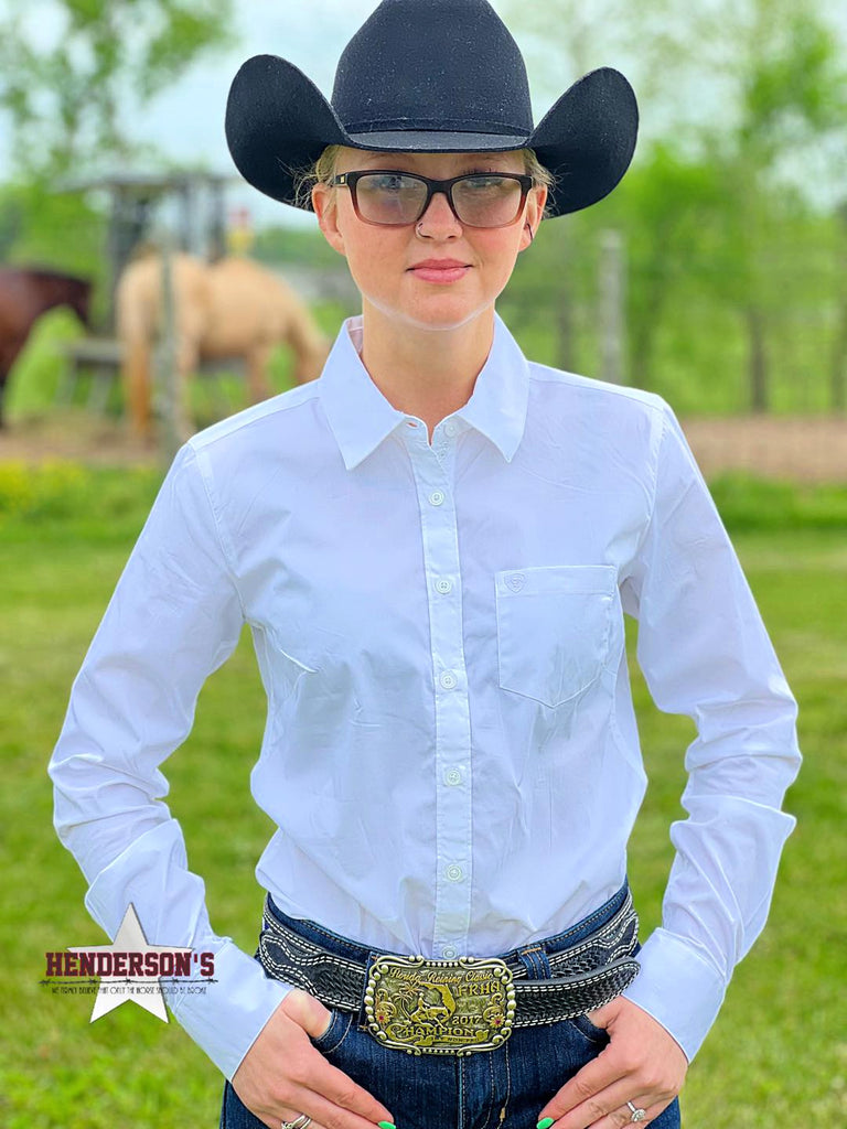 Kirby Stretch Shirt by Ariat ~ White ~ Only X-Small, Large, X-Large, 1X, 2XL, 3XL