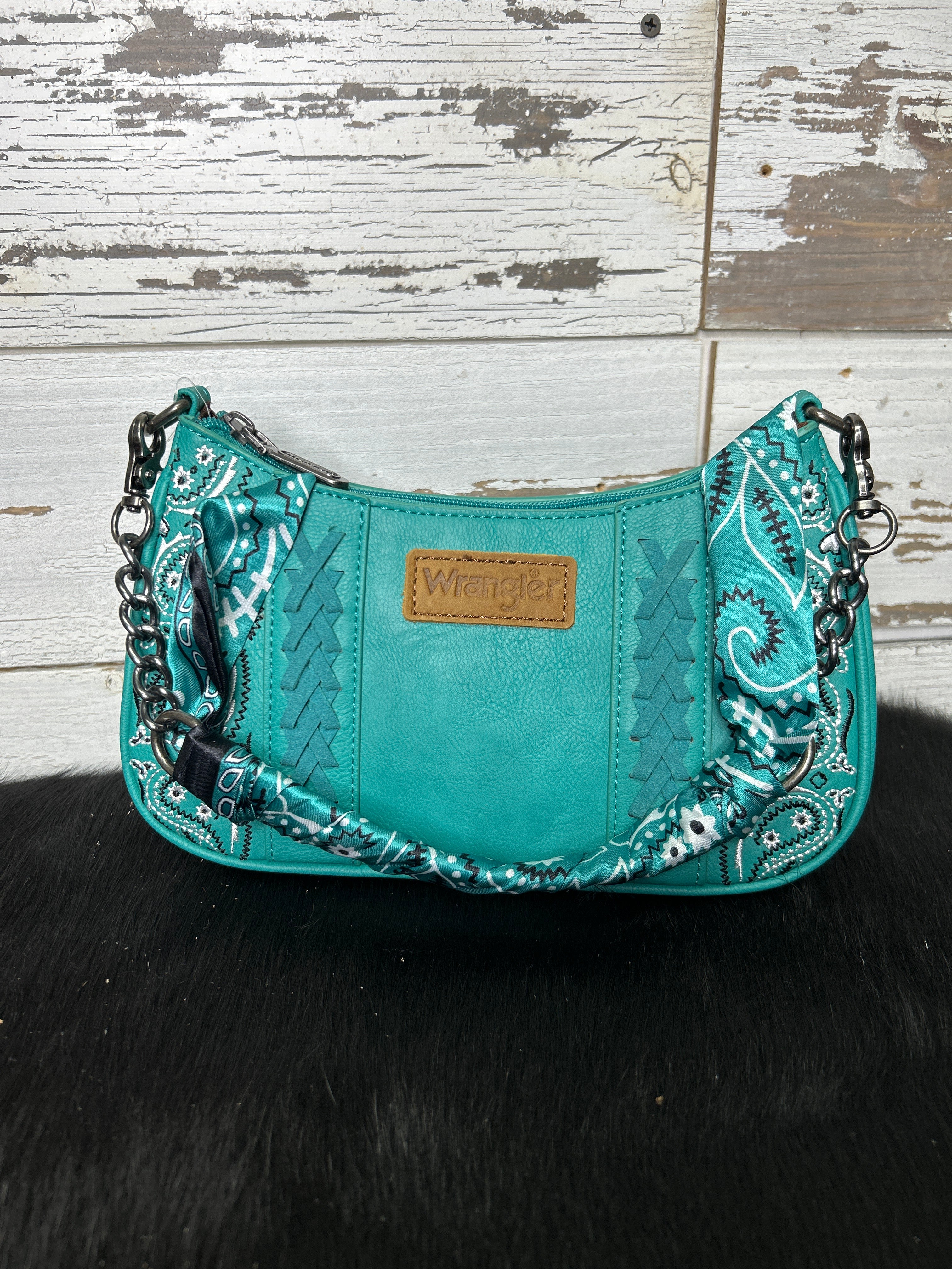 Wrangler Bandana Paisley Print Shoulder Bag/ Crossbody - Turquoise - Henderson's Western Store