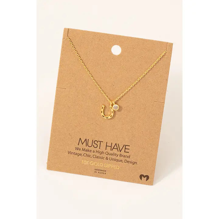 Dainty Dipped Horse Shoe W/Charm Necklace - Henderson's Western Store