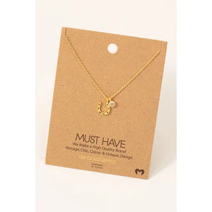 Load image into Gallery viewer, Dainty Dipped Horse Shoe W/Charm Necklace - Henderson&#39;s Western Store