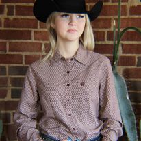 Ladies Cinch  ~ Maroon Geo Print