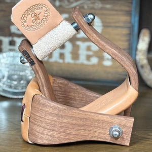 Load image into Gallery viewer, Nettles Stirrups ~ Chisholm Gunstock Oiled ~ 3&quot; - Henderson&#39;s Western Store