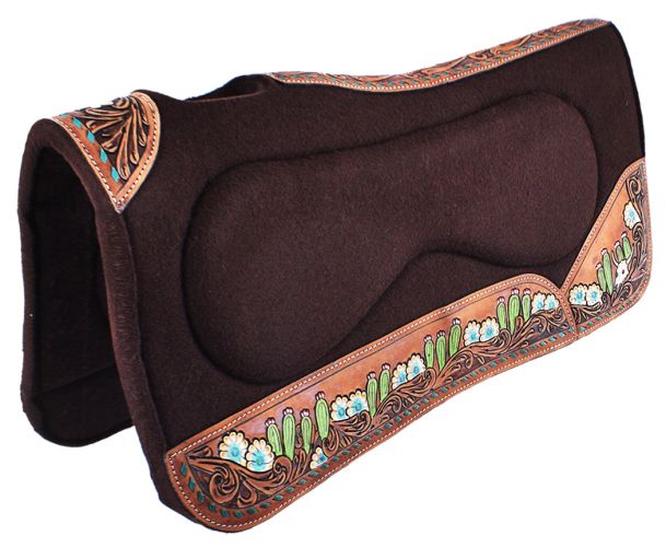 Built Up Felt Saddle Pad ~ Steer Skull & Cactus