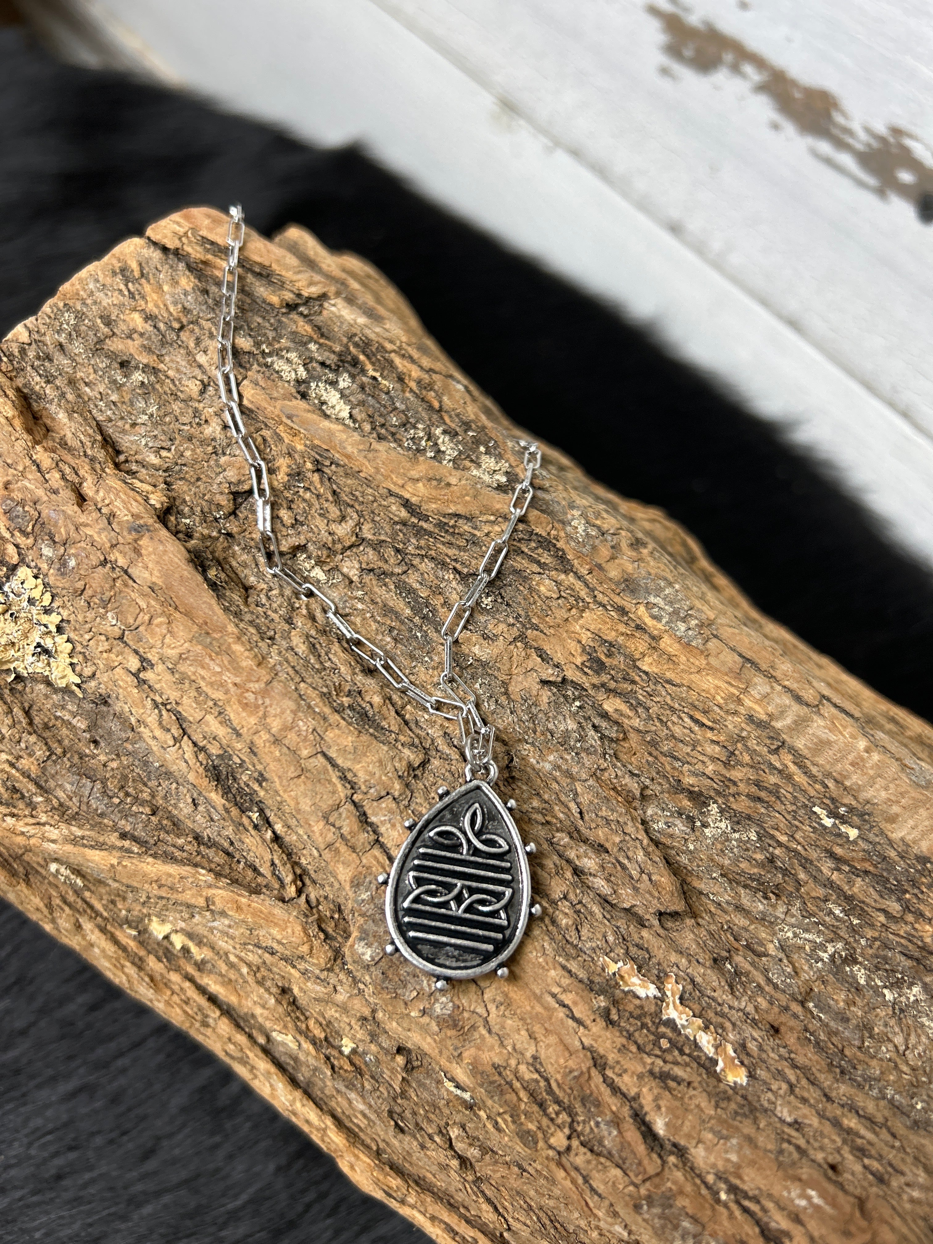 Western Boot Stitch Teardrop Pendant Necklace - Henderson's Western Store