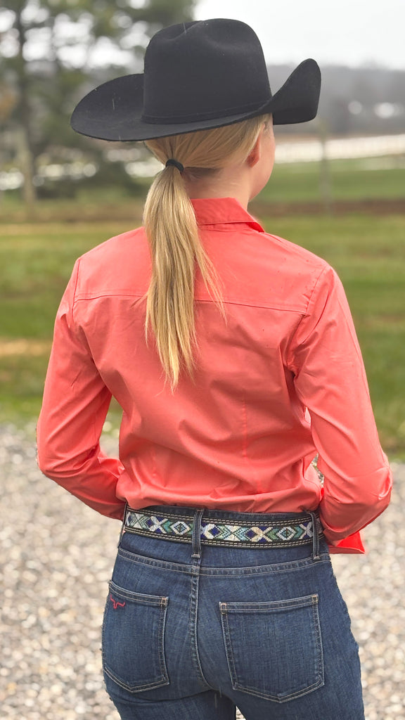 Solid Button Down Shirts ~ Coral