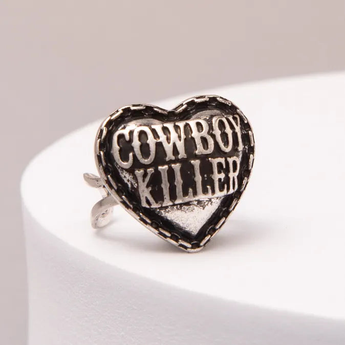 Western Heart Cowboy Killer Engraved Cuff Ring - Henderson's Western Store